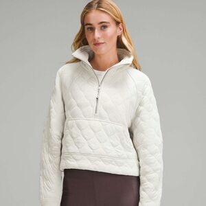 Lululemon Scuba Oversized Quilted Half Zip Color: Bone. Size: M/L. Flawed.